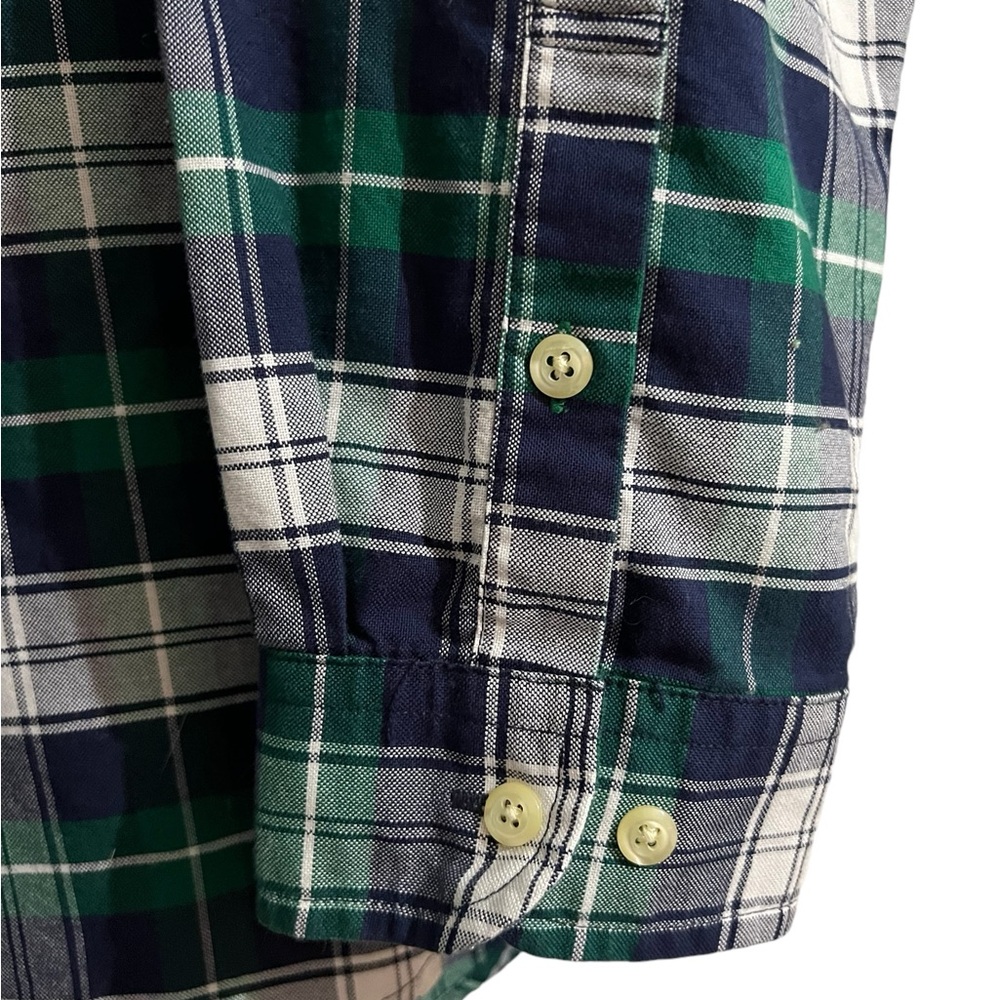 Tommy Hilfiger Men’s Shirt XL Green Blue White Cotton Plaid Long Sleeve - Picture 6 of 6